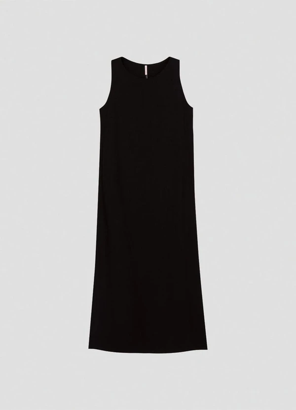 Cereja Rosa - Vestido Longo em Viscose com Fenda Preto