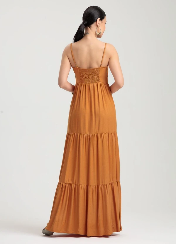 Gris - Vestido Longo em Viscose Laranja 3