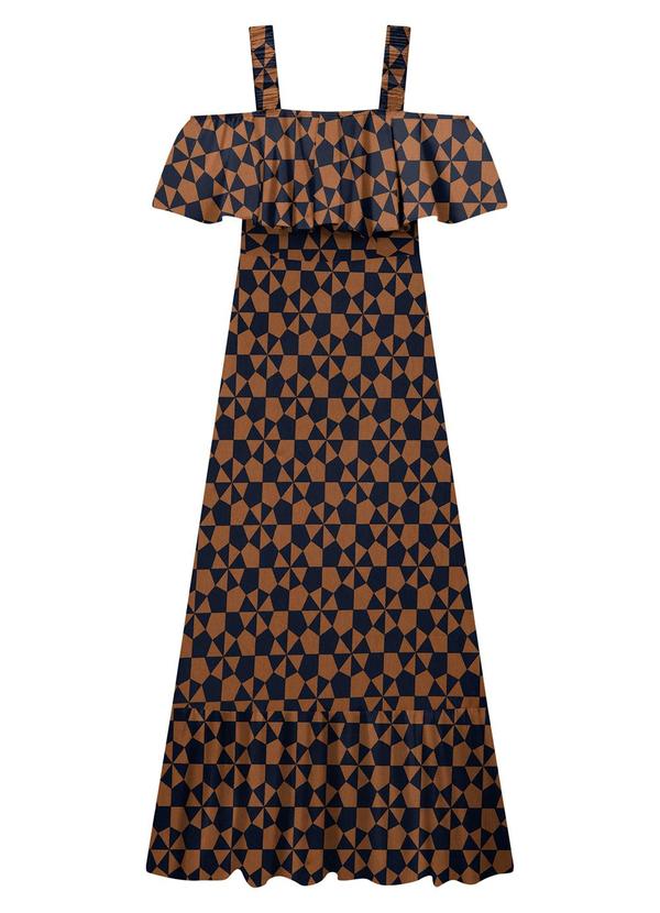 Lunender - Vestido Longo em Viscose Marrom