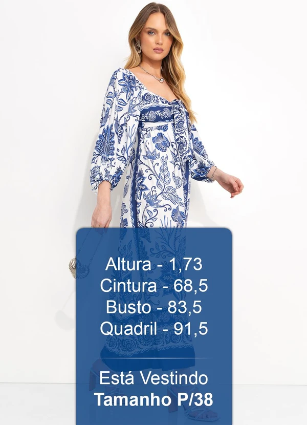 Farm - Vestido Longo em Viscose Azul 5