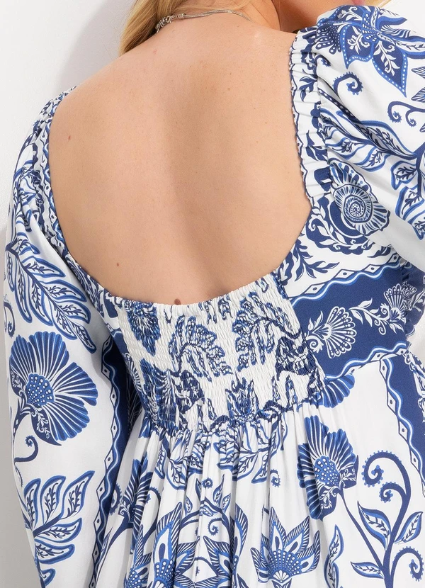 Farm - Vestido Longo em Viscose Azul 6