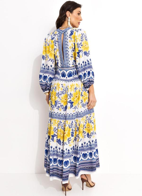 Farm - Vestido Longo em Viscose Azul 2