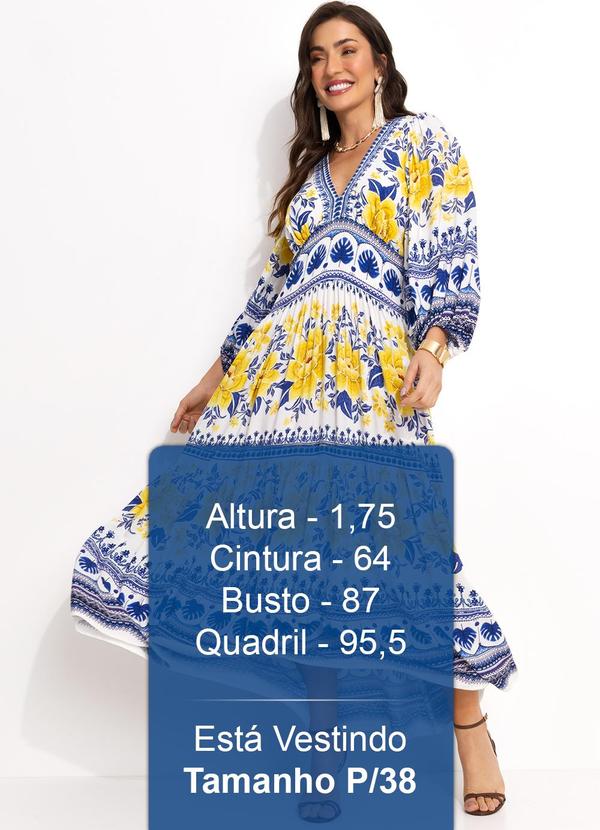 Farm - Vestido Longo em Viscose Azul 5