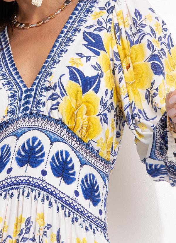 Farm - Vestido Longo em Viscose Azul 6