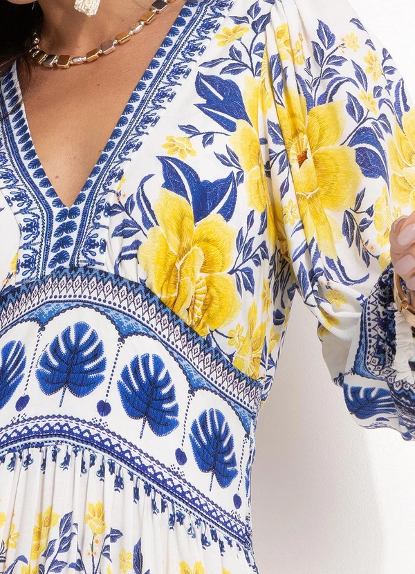 Farm - Vestido Longo em Viscose Azul 6