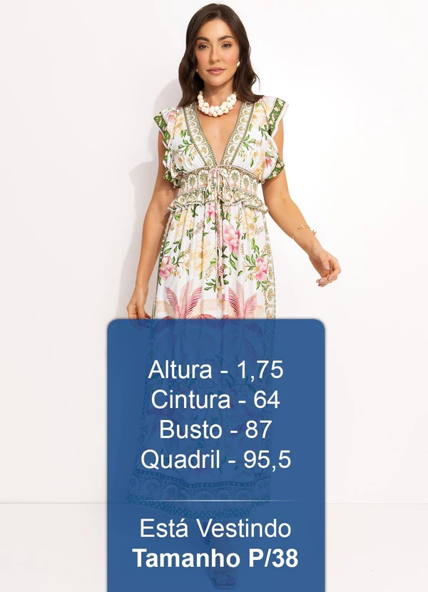 Farm - Vestido Longo em Viscose Off White 8