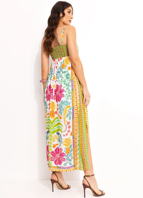 Farm - Vestido Longo em Viscose Off White 2