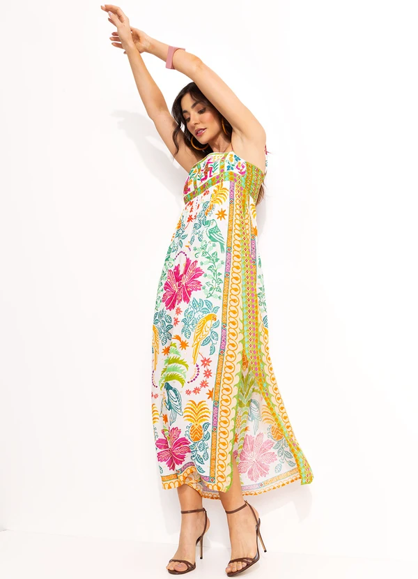 Farm - Vestido Longo em Viscose Off White 6