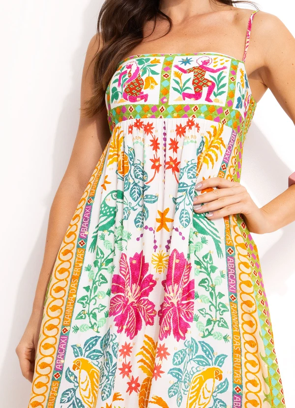 Farm - Vestido Longo em Viscose Off White 7