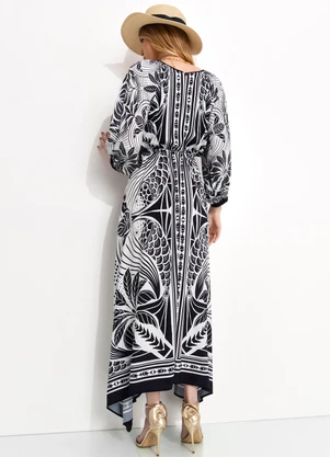 Farm - Vestido Longo em Viscose Preto - FARM