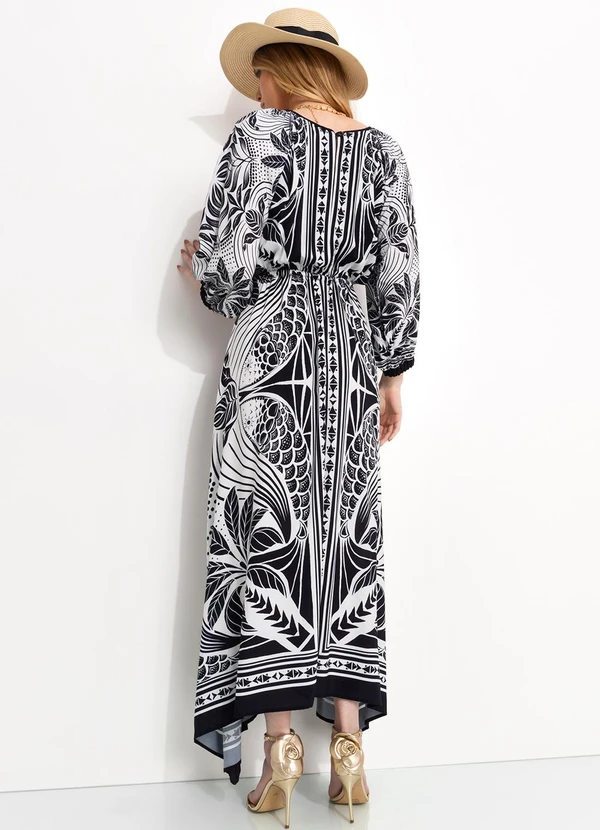 Farm - Vestido Longo em Viscose Preto 2