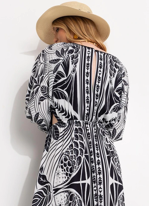 Farm - Vestido Longo em Viscose Preto 6