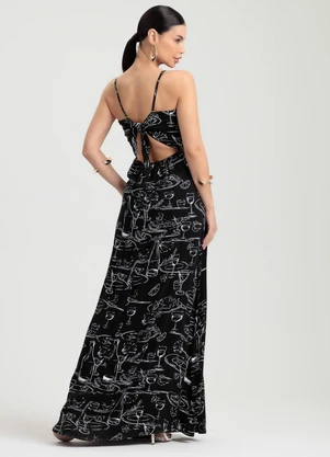Gris - Vestido Longo em Viscose Preto - GRIS