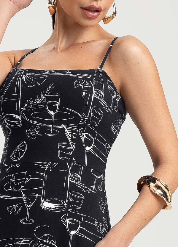 Gris - Vestido Longo em Viscose Preto 3