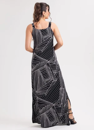 Habana - Vestido Longo em Viscose  Preto - HABANA