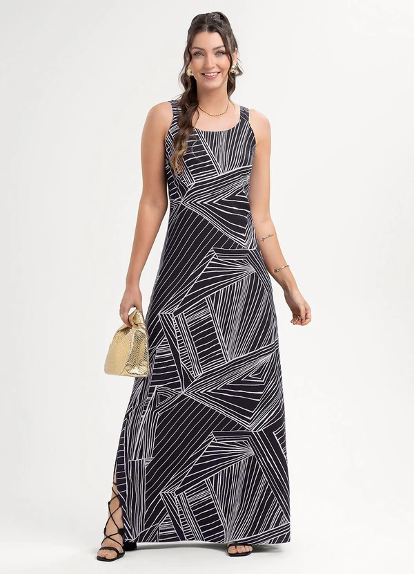 Habana - Vestido Longo em Viscose  Preto