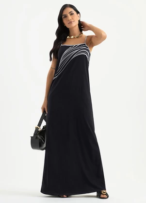 Cativa - Vestido Longo em Viscose Preto - CATIVA