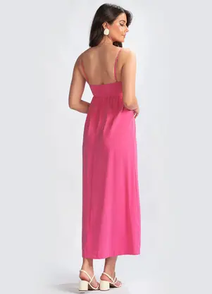Colcci - Vestido Longo em Viscose Rosa - COLCCI