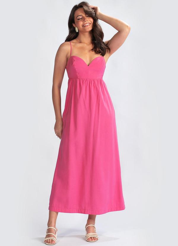 Colcci - Vestido Longo em Viscose Rosa