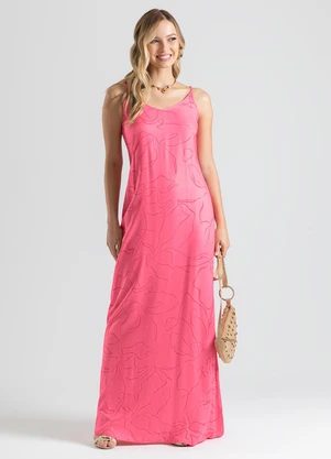 Cativa - Vestido Longo em Viscose Rosa  - CATIVA