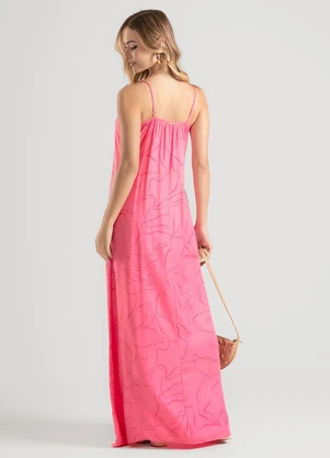 Cativa - Vestido Longo em Viscose Rosa  - CATIVA