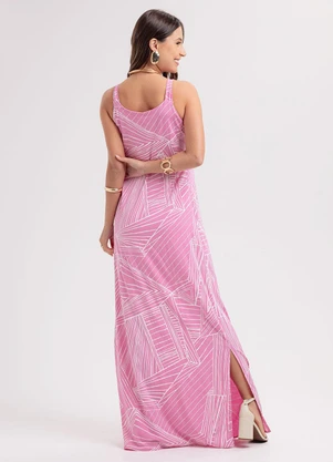 Habana - Vestido Longo em Viscose  Rosa - HABANA