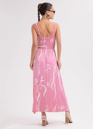 Habana - Vestido Longo em Viscose Rosa - HABANA