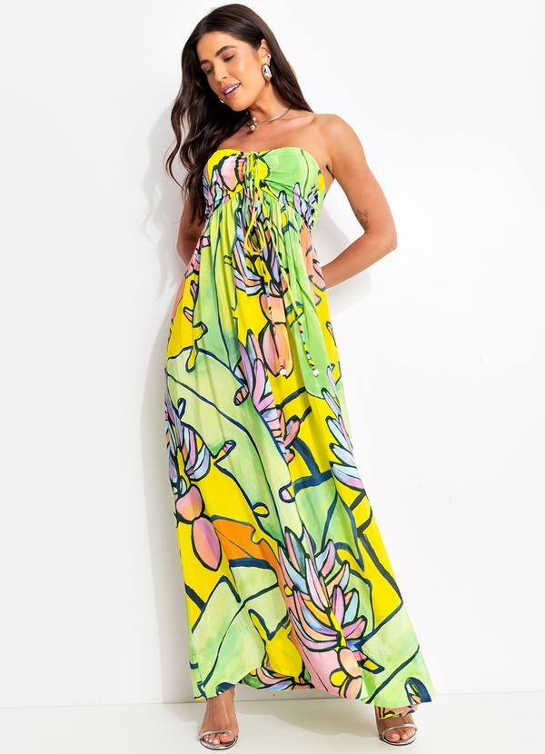 Farm - Vestido Longo em Viscose Verde 3