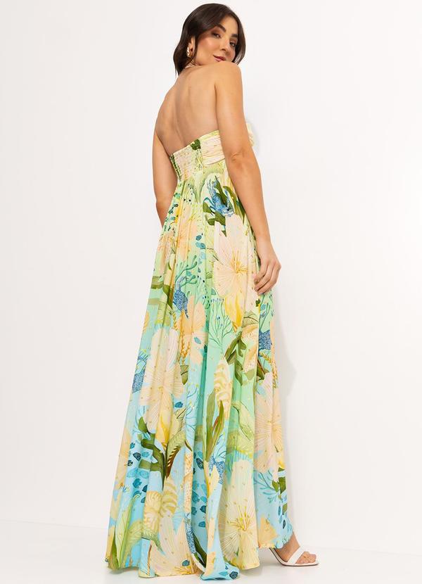 Farm - Vestido Longo em Viscose Verde 2