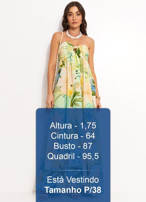 Farm - Vestido Longo em Viscose Verde 5