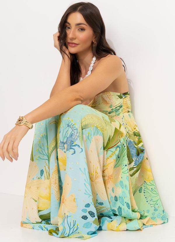 Farm - Vestido Longo em Viscose Verde 6