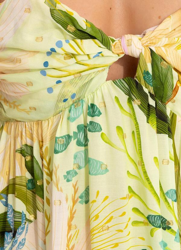 Farm - Vestido Longo em Viscose Verde 8