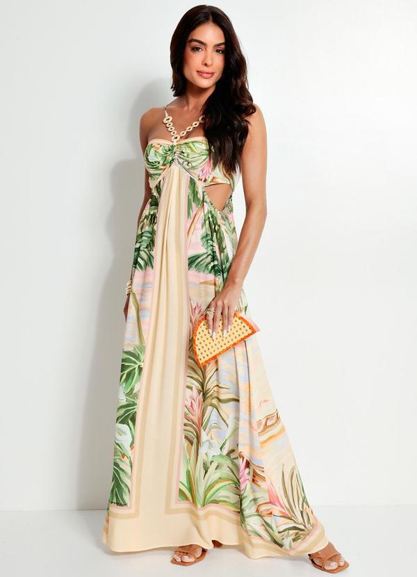 Farm - Vestido Longo em Viscose Verde