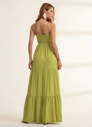 Gris - Vestido Longo em Viscose Verde - GRIS