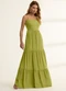 Gris - Vestido Longo em Viscose Verde - variação: Verde