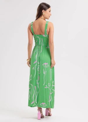 Habana - Vestido Longo em Viscose  Verde - HABANA