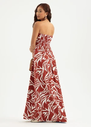 Cativa - Vestido Longo em Viscose Vermelho Escuro - CATIVA