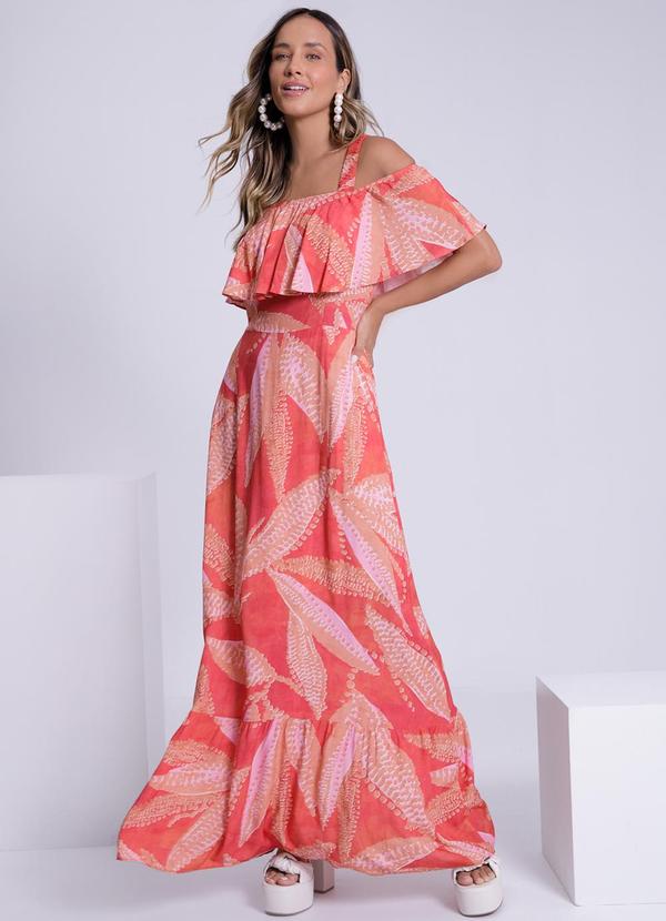 Lunender - Vestido Longo em Viscose Vermelho