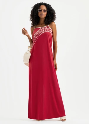 Cativa - Vestido Longo em Viscose Vermelho - CATIVA