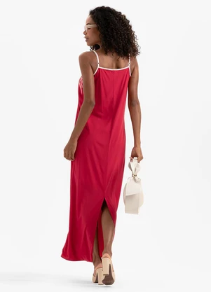 Cativa - Vestido Longo em Viscose Vermelho - CATIVA