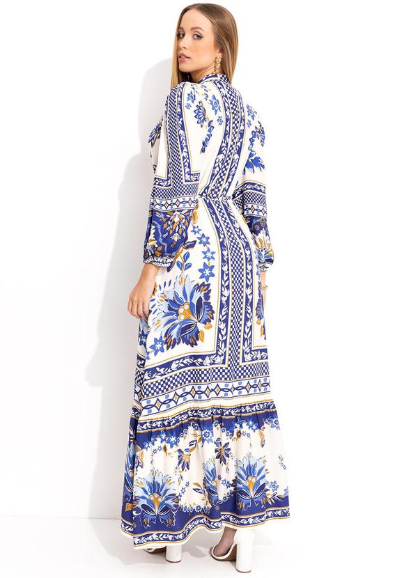 Farm - Vestido Longo Encanto Tropical Azul 4