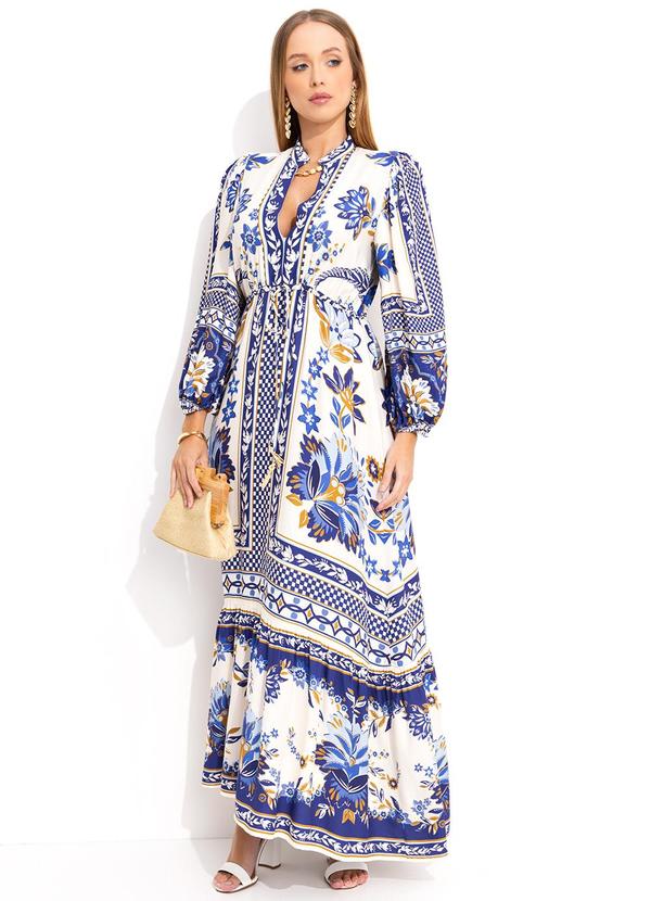 Farm - Vestido Longo Encanto Tropical Azul 6