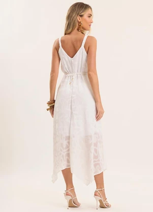 Doce Trama - Vestido Longo Estampado Branco - DOCE TRAMA