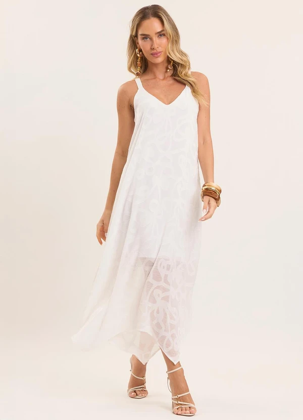 Doce Trama - Vestido Longo Estampado Branco 3