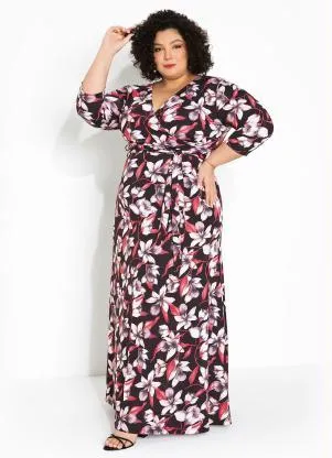 bonprix - Vestido Longo Estampado Floral Preto - BONPRIX