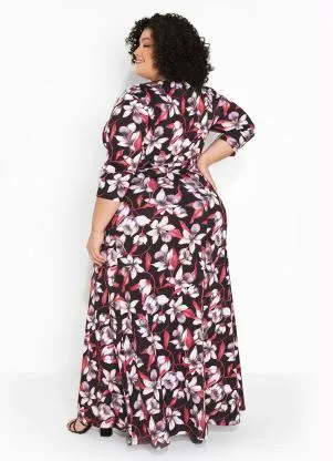 bonprix - Vestido Longo Estampado Floral Preto - BONPRIX