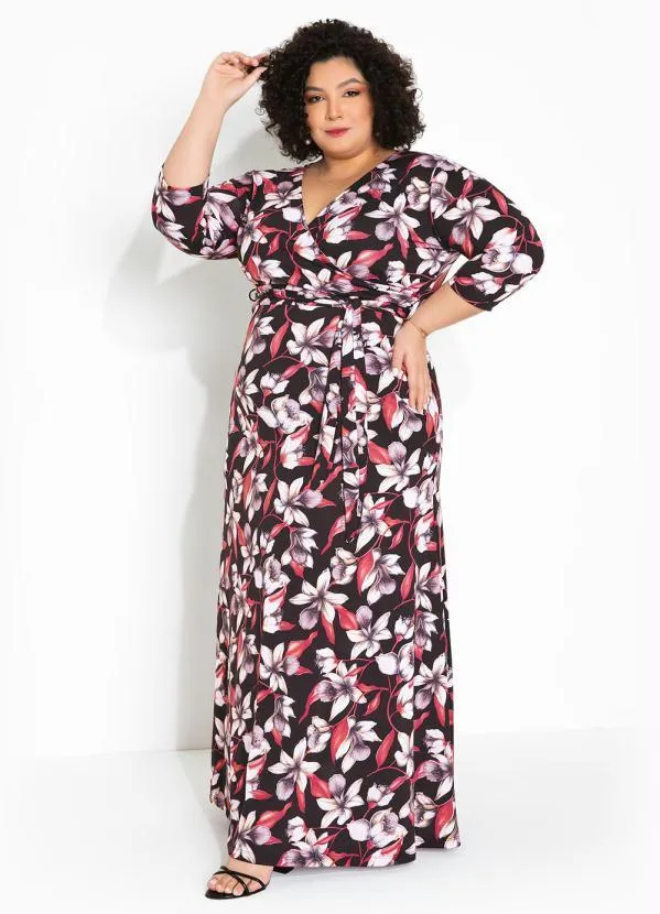 bonprix - Vestido Longo Estampado Floral Preto 7