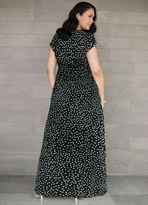 bonprix - Vestido Longo Estampado Poá Preto 4