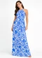 Infinita Cor - Vestido Longo Estampado sem Manga Azul - variação: Azul