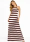 Infinita Cor - Vestido Longo Estampado sem Manga Azul - variação: Marrom